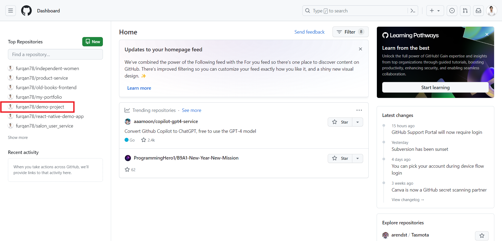 GitHub Dashboard GitHub Dashboard