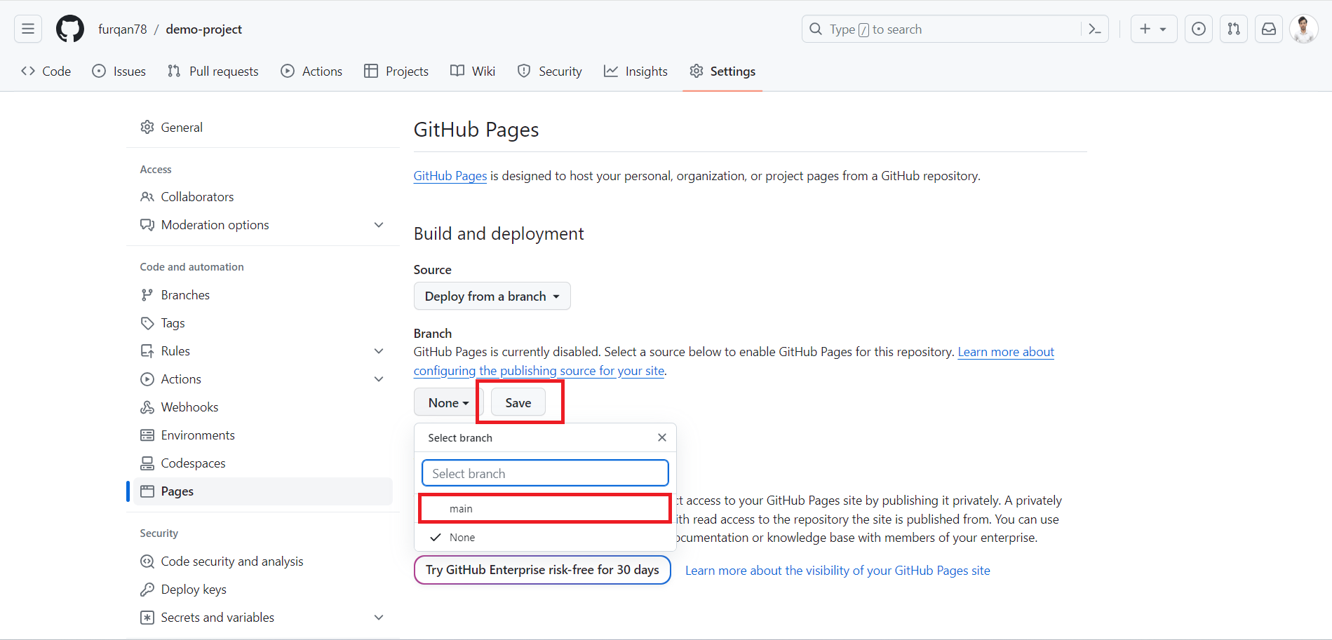 GitHub Pages Section GitHub Pages Section